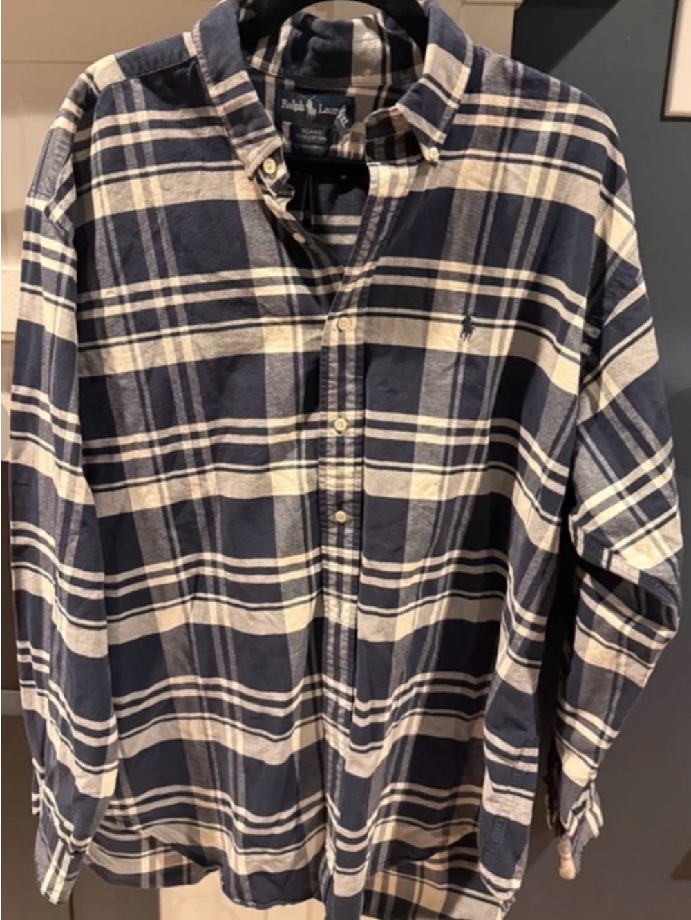 Ralph Lauren Blake Men’s Navy & White Plaid Button-Down Shirt
